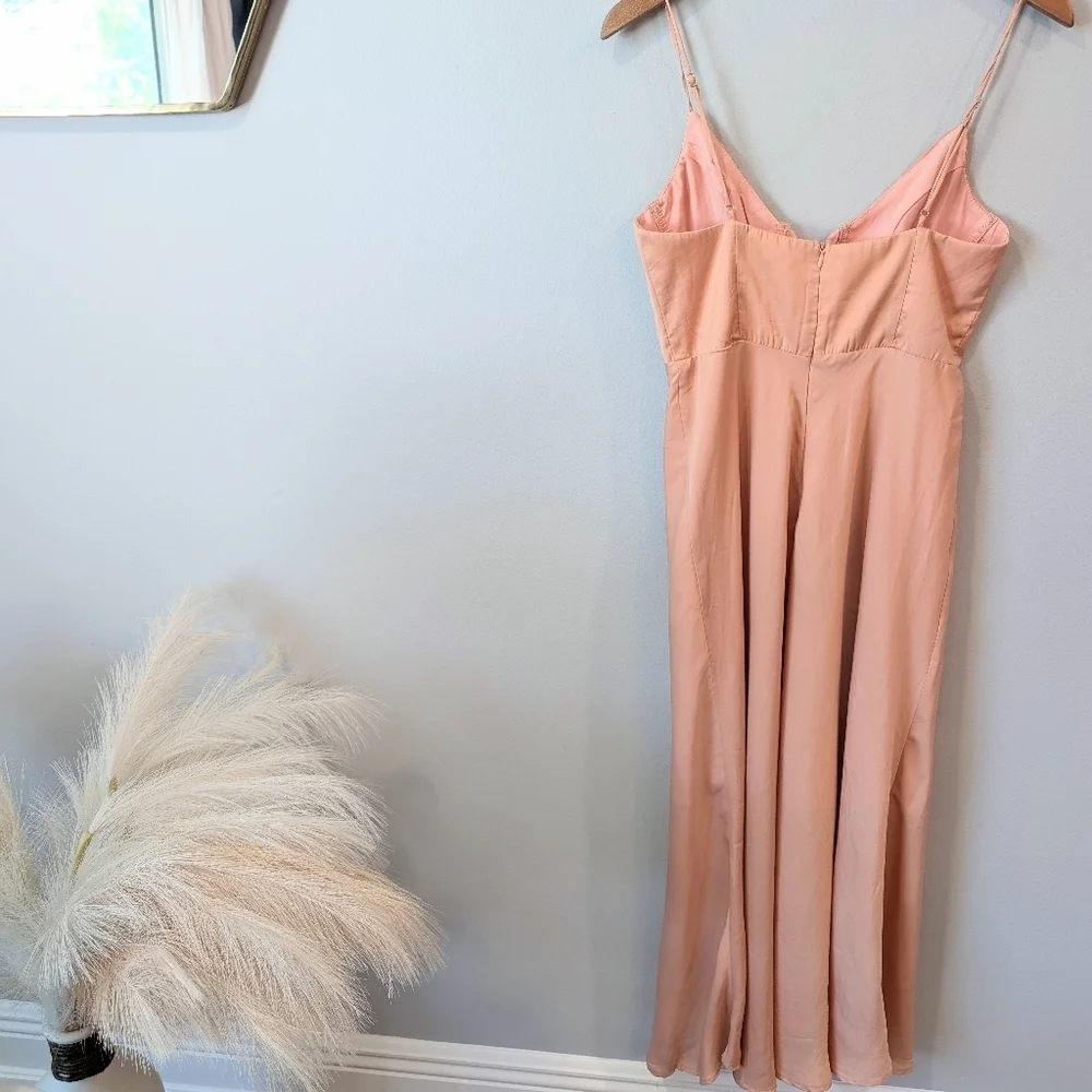 Here Comes The Sun Peach Sleeveless Spaghetti Strap Slip Dress Size Medium - Picture 5 of 11